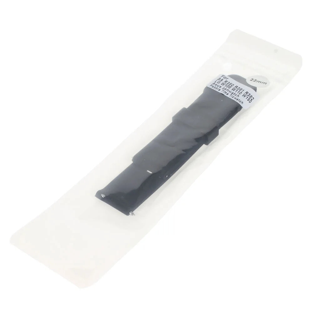 22mm Silicone Watchband with Metal Clasp for Samsung Gear 2 R380 / Pebble Time / LG G Watch W100 W110 / Asus Zenwatch - Black - 6