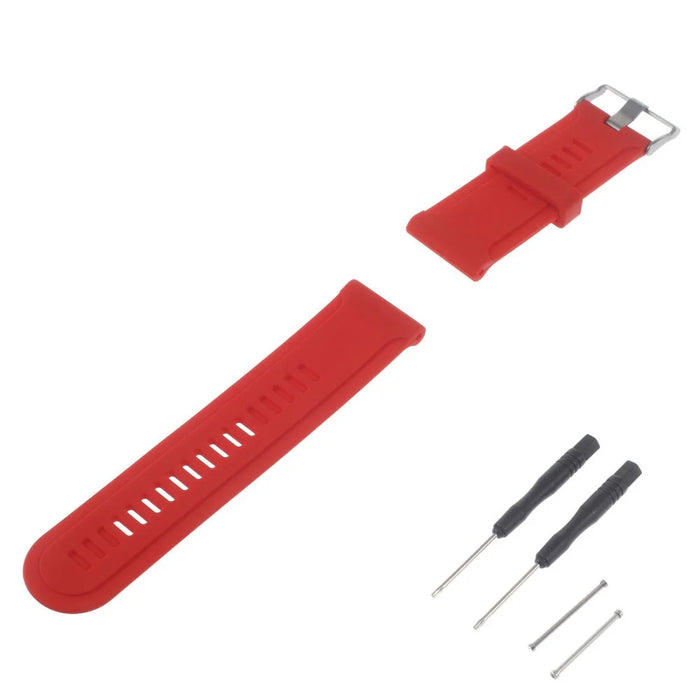 Silicone Gel Watchband + Lugs Adapters + Tools for Garmin Fenix 3 HR - Red - 1