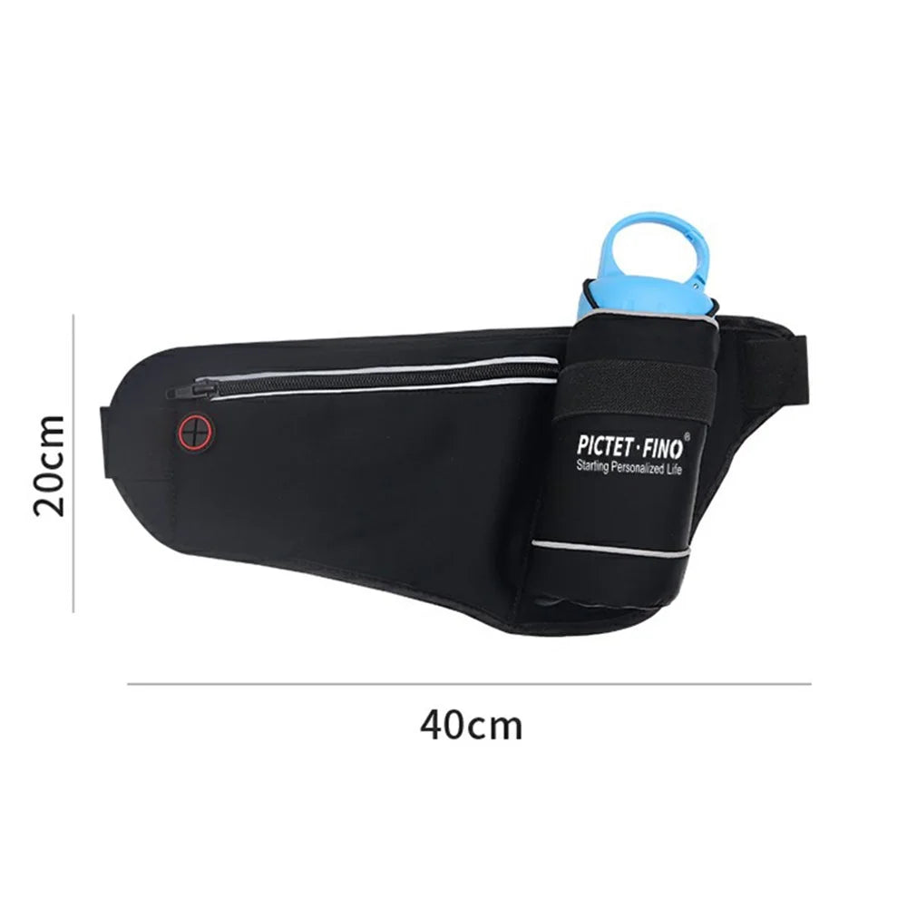 PICTET.FINO (RH23) Outdoor Sports Belt Waist Pack with Water Bottle Holder - Black - 3