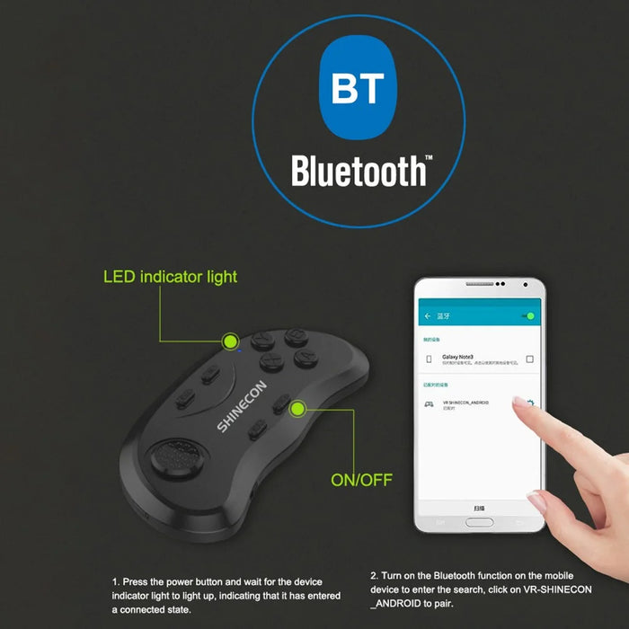 VR SHINECON Bluetooth-compatible Remote Control Game Handle Wireless Shutter - 2