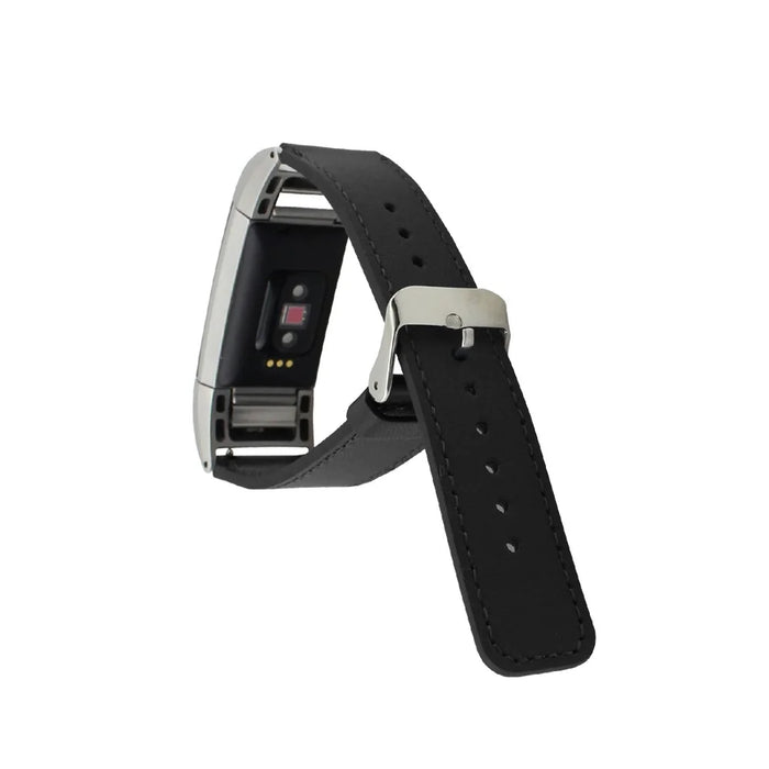 Genuine Leather Watchband for Fitbit Charge 2 - Black - 3