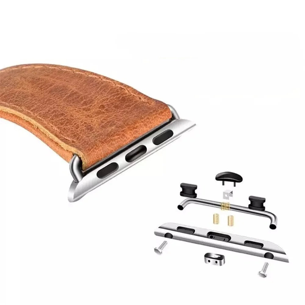 Crazy Horse Texture Retro Leather Watch Strap with Lugs Adapters for Apple Watch Ultra 3 2 1 49mm / Series 11 10 46mm / 9 8 7 45mm / SE3 SE2 SE 6 5 4 44mm / 3 2 1 42mm - Brown - 3