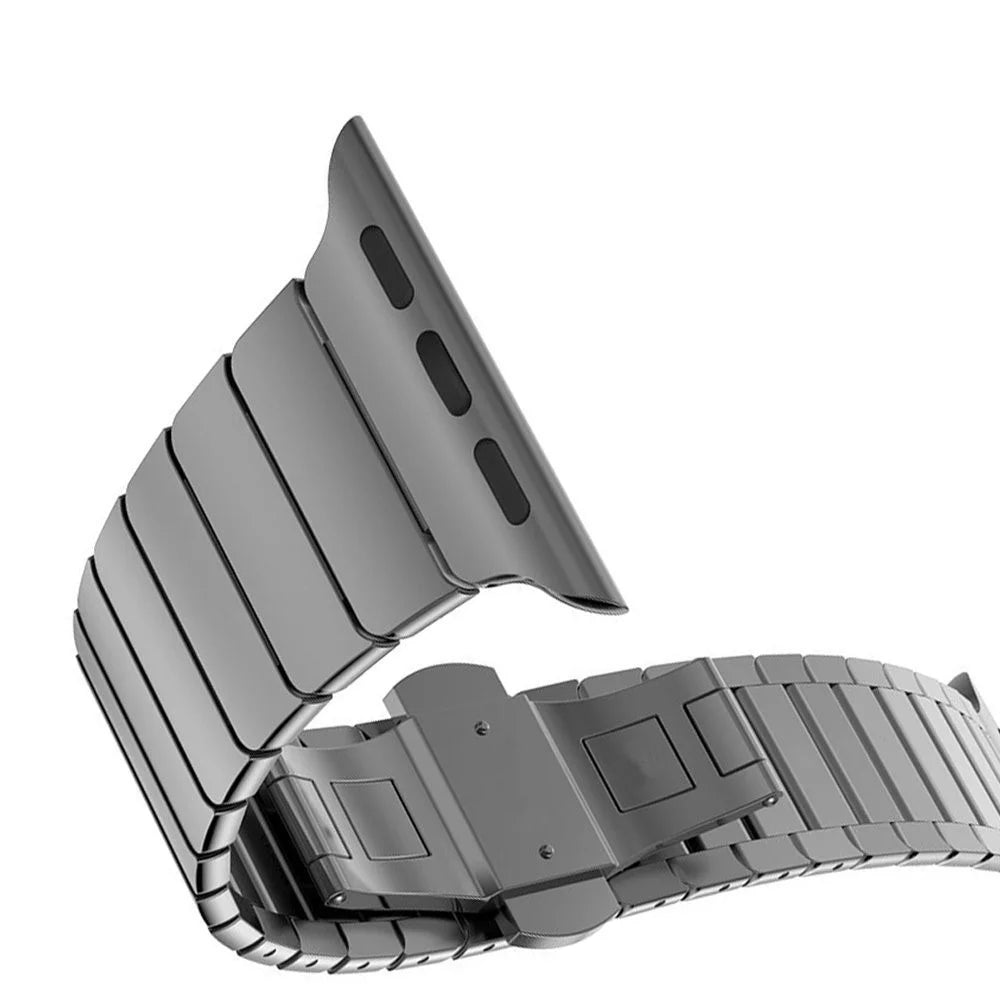 Stainless Steel Link Chain Watch Band with Butterfly Buckle for Apple Watch Series 11 10 42mm / 9 8 7 41mm / SE3 SE2 SE 6 5 4 40mm / 3 2 1 38mm - Black - 4