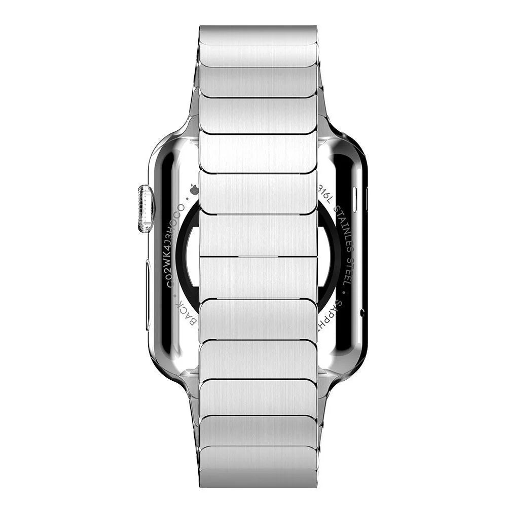 Butterfly Buckle Stainless Steel Watch Band Link Bracelet for Apple Watch Ultra 3 2 1 49mm / Series 11 10 46mm / 9 8 7 45mm / SE3 SE2 SE 6 5 4 44mm / 3 2 1 42mm - Silver Color - 6