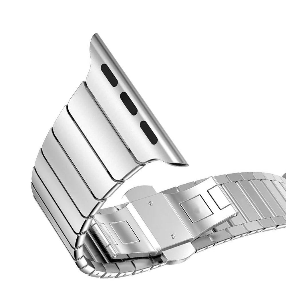 Butterfly Buckle Stainless Steel Watch Band Link Bracelet for Apple Watch Ultra 3 2 1 49mm / Series 11 10 46mm / 9 8 7 45mm / SE3 SE2 SE 6 5 4 44mm / 3 2 1 42mm - Silver Color - 7