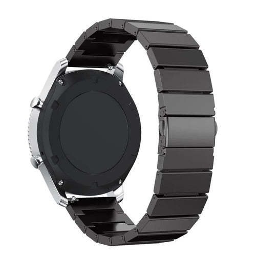22mm Solid Link Stainless Steel Watch Strap with Folding Clasp for Samsung Gear S3 Classic / S3 Frontier - Black - 1