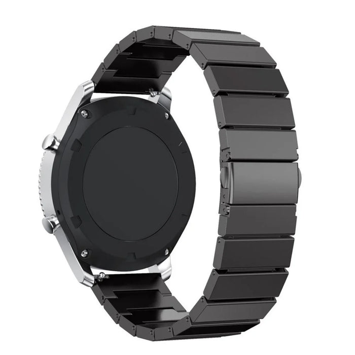 22mm Solid Link Stainless Steel Watch Strap with Folding Clasp for Samsung Gear S3 Classic / S3 Frontier - Black - 1