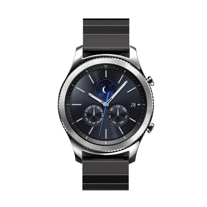 22mm Solid Link Stainless Steel Watch Strap with Folding Clasp for Samsung Gear S3 Classic / S3 Frontier - Black - 3