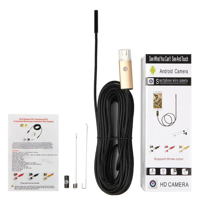 AN99 Waterproof 10M 5.5mm 6-LED Android PC USB Endoscope Inspection Video Camera - Black - 2