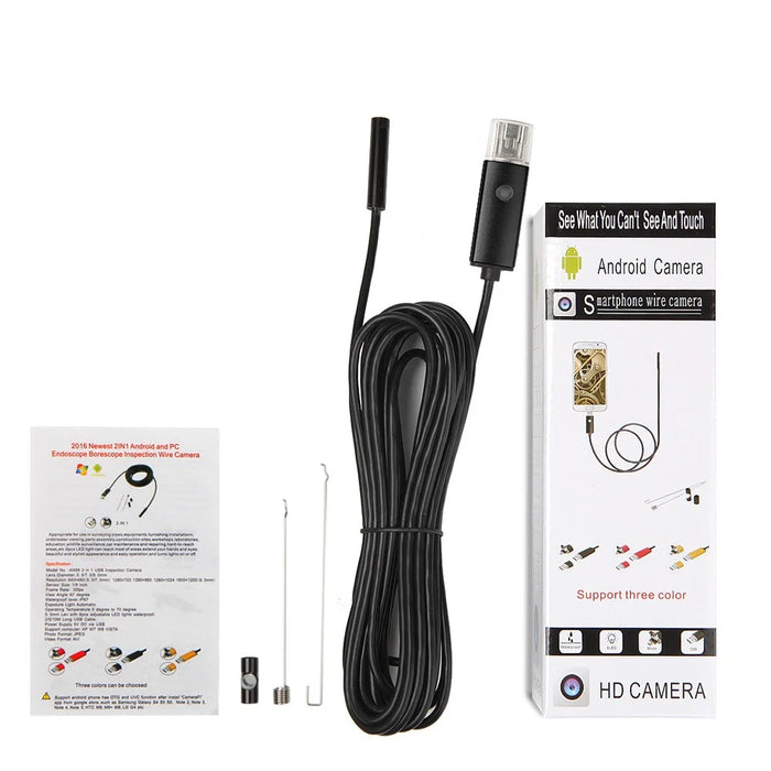 AN99 Waterproof 10M 5.5mm 6-LED Android PC USB Endoscope Inspection Video Camera - Black - 3