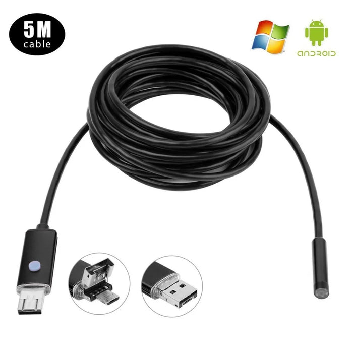 AN99 Waterproof 10M 5.5mm 6-LED Android PC USB Endoscope Inspection Video Camera - Black - 6