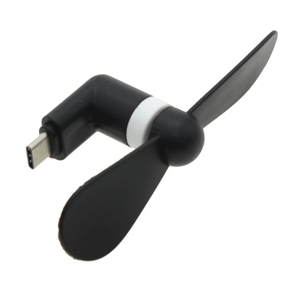 Mini Portable Two Blades OTG USB 3.1 Type C Cooling Fan for Samsung Galaxy S8/LG G6 Etc. - Black - 2