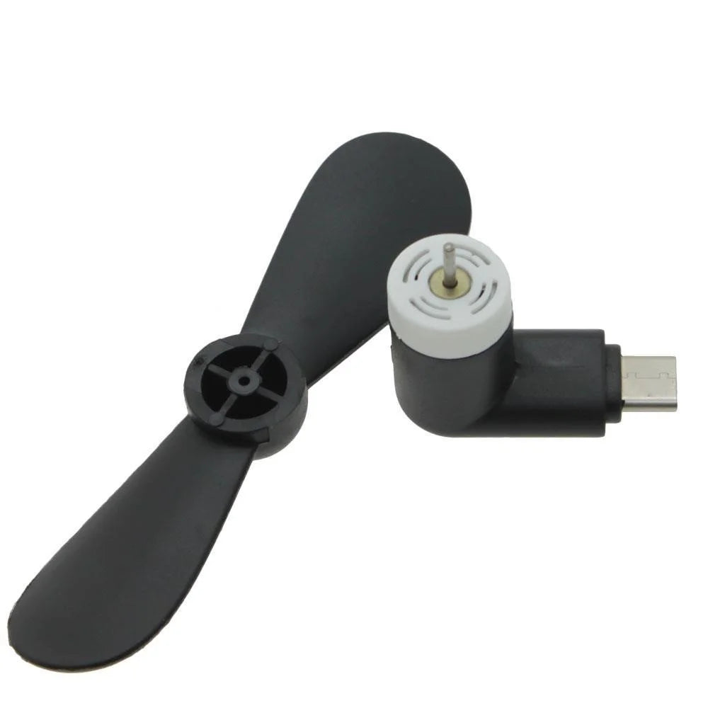 Mini Portable Two Blades OTG USB 3.1 Type C Cooling Fan for Samsung Galaxy S8/LG G6 Etc. - Black - 3