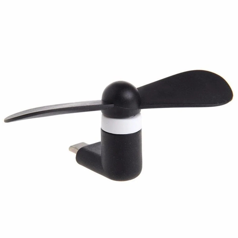 Mini Portable Two Blades OTG USB 3.1 Type C Cooling Fan for Samsung Galaxy S8/LG G6 Etc. - Black - 5