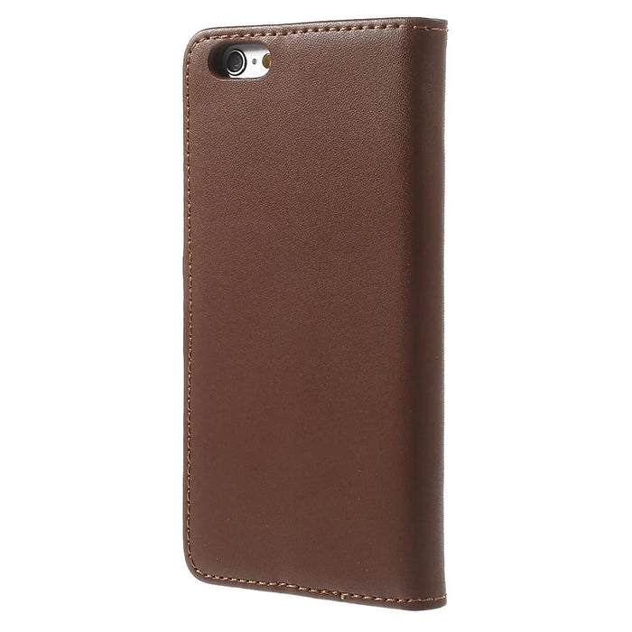 Genuine Split Leather Wallet Stand Cover for iPhone 6s / 6 4.7 inch - Brown - 2