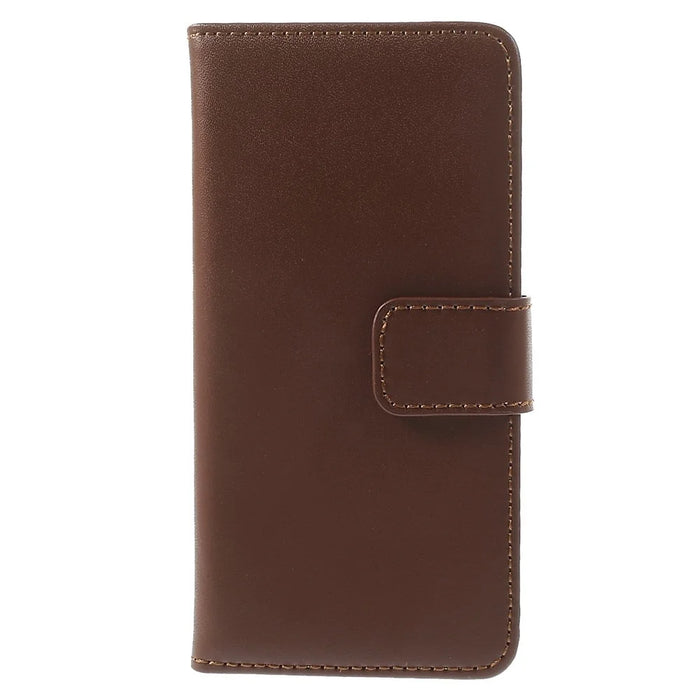 Genuine Split Leather Wallet Stand Cover for iPhone 6s / 6 4.7 inch - Brown - 3