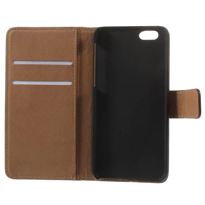 Genuine Split Leather Wallet Stand Cover for iPhone 6s / 6 4.7 inch - Brown - 7