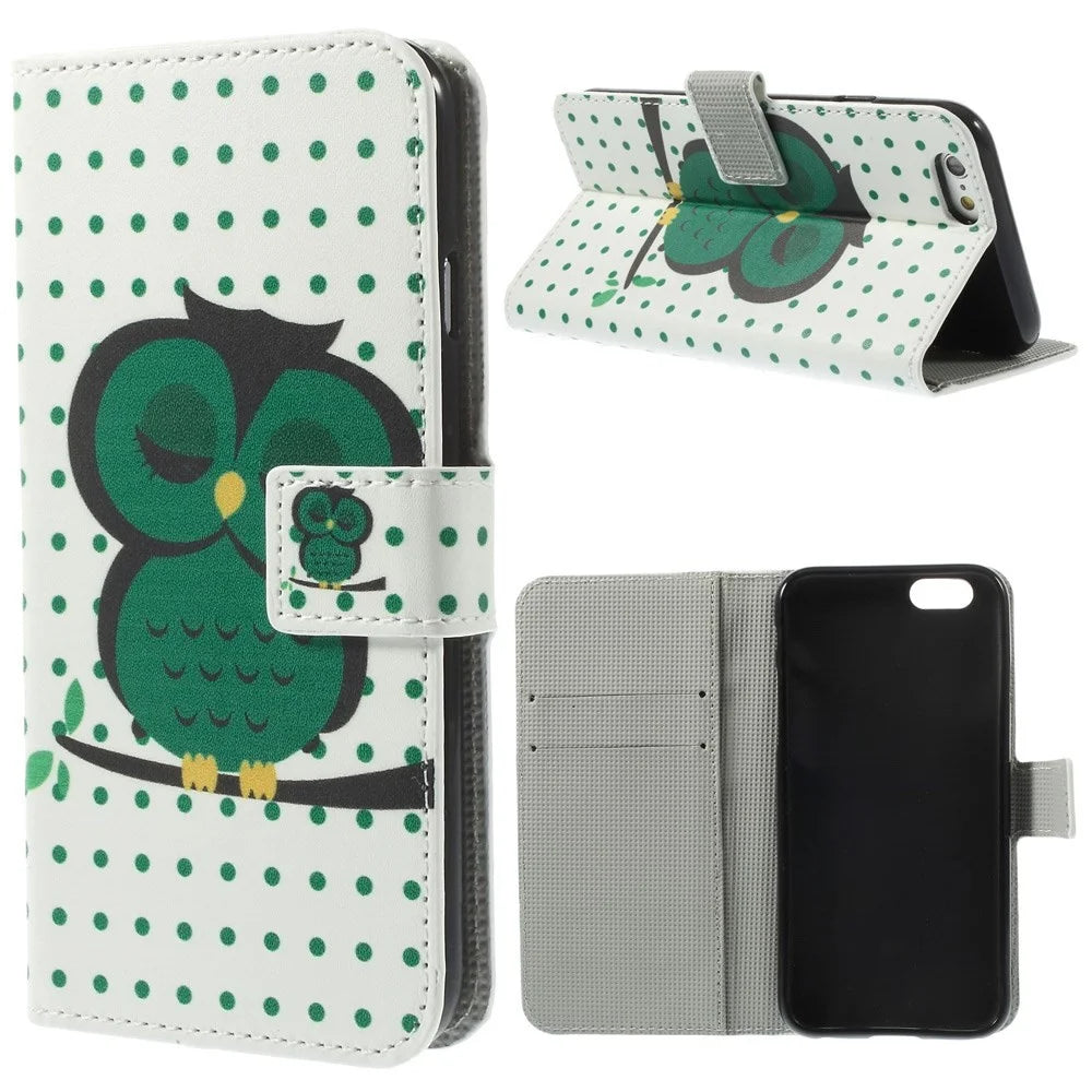 Polka Dots & Owl Leather Wallet Stand Cover for iPhone 6s / 6 4.7 inch - 1