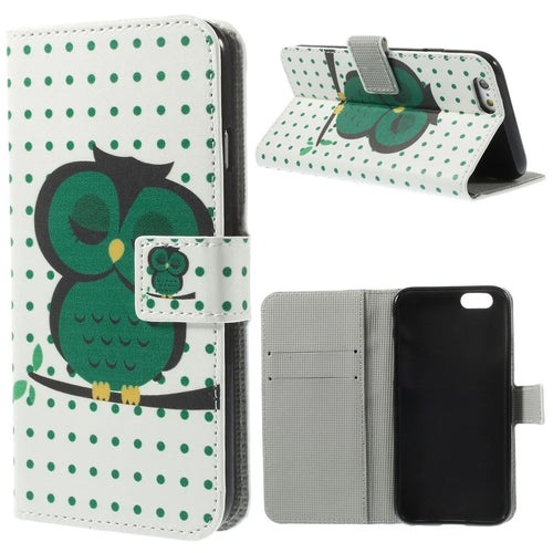 Polka Dots & Owl Leather Wallet Stand Cover for iPhone 6s / 6 4.7 inch - 1