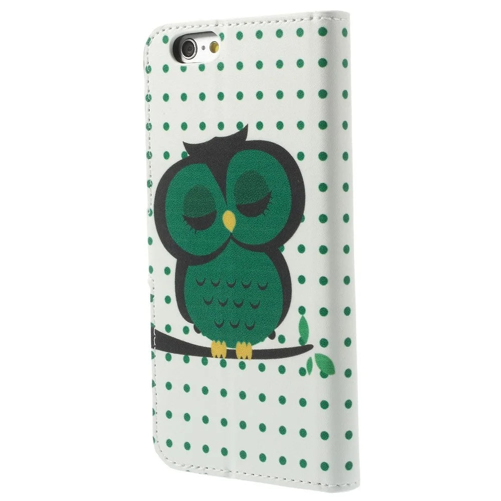 Polka Dots & Owl Leather Wallet Stand Cover for iPhone 6s / 6 4.7 inch - 2