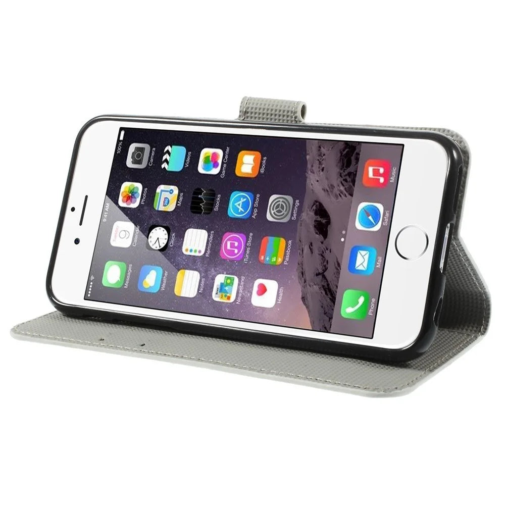 Polka Dots & Owl Leather Wallet Stand Cover for iPhone 6s / 6 4.7 inch - 4