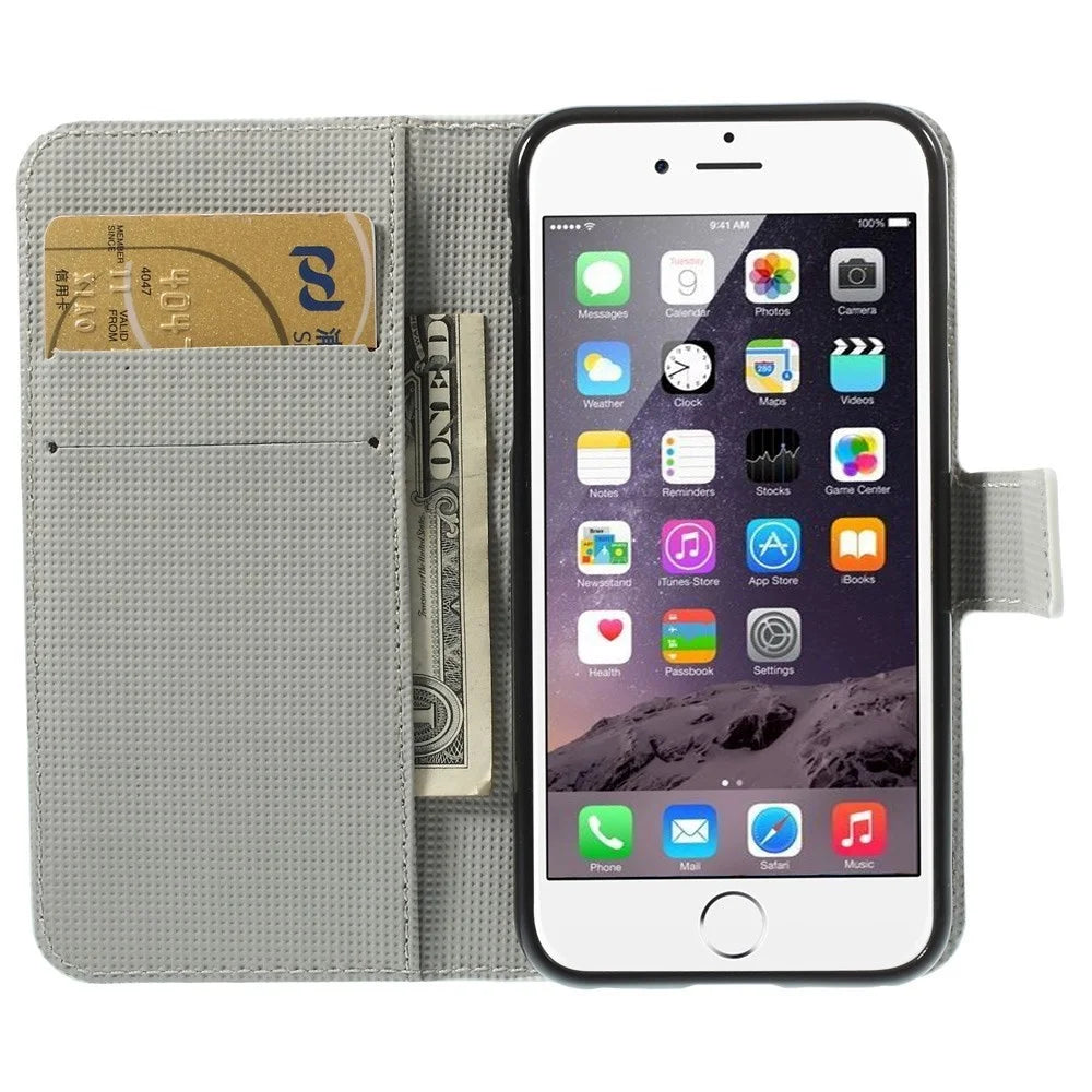 Polka Dots & Owl Leather Wallet Stand Cover for iPhone 6s / 6 4.7 inch - 5