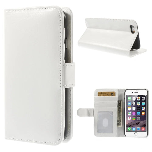 Crazy Horse Texture Folio Leather Wallet Stand Shell for iPhone 6 / 6s - White - 1