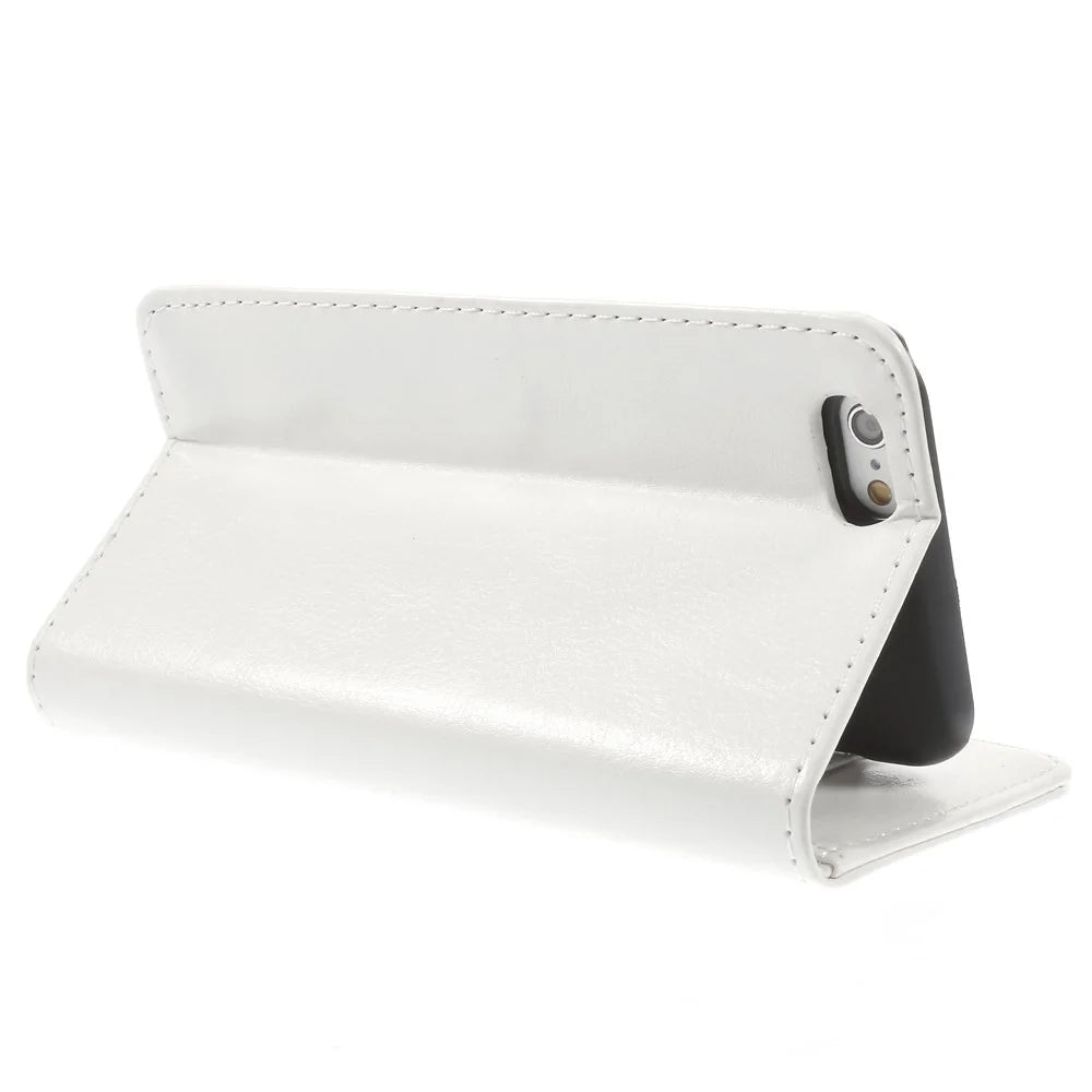 Crazy Horse Texture Folio Leather Wallet Stand Shell for iPhone 6 / 6s - White - 5