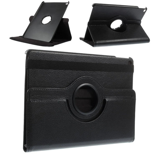 Litchi Grain Leather Case 360 Degree Rotary Stand Multi-Color Elastic Strap Closure for iPad Air 2 - Black - 1