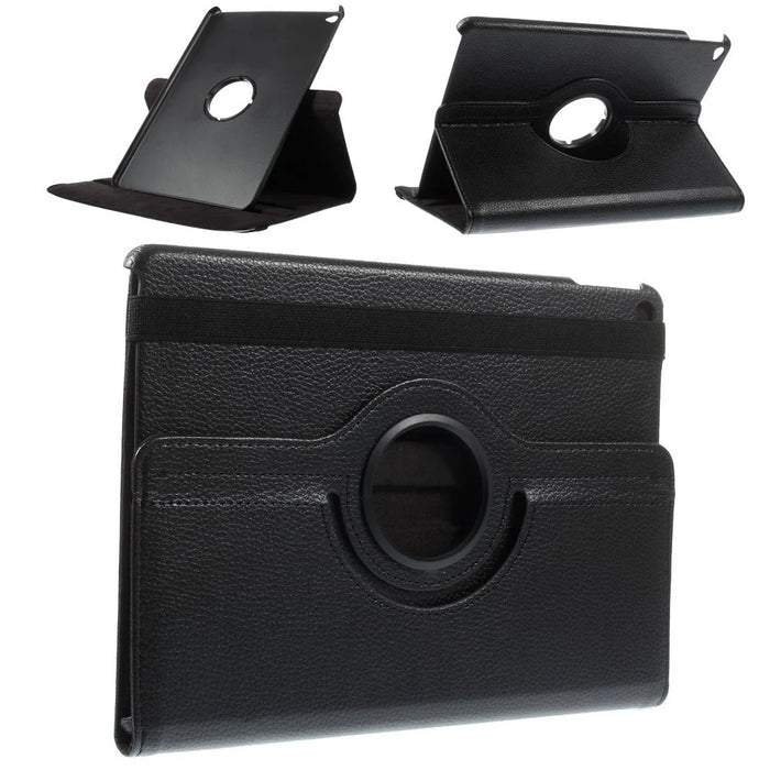 Litchi Grain Leather Case 360 Degree Rotary Stand Multi-Color Elastic Strap Closure for iPad Air 2 - Black - 1