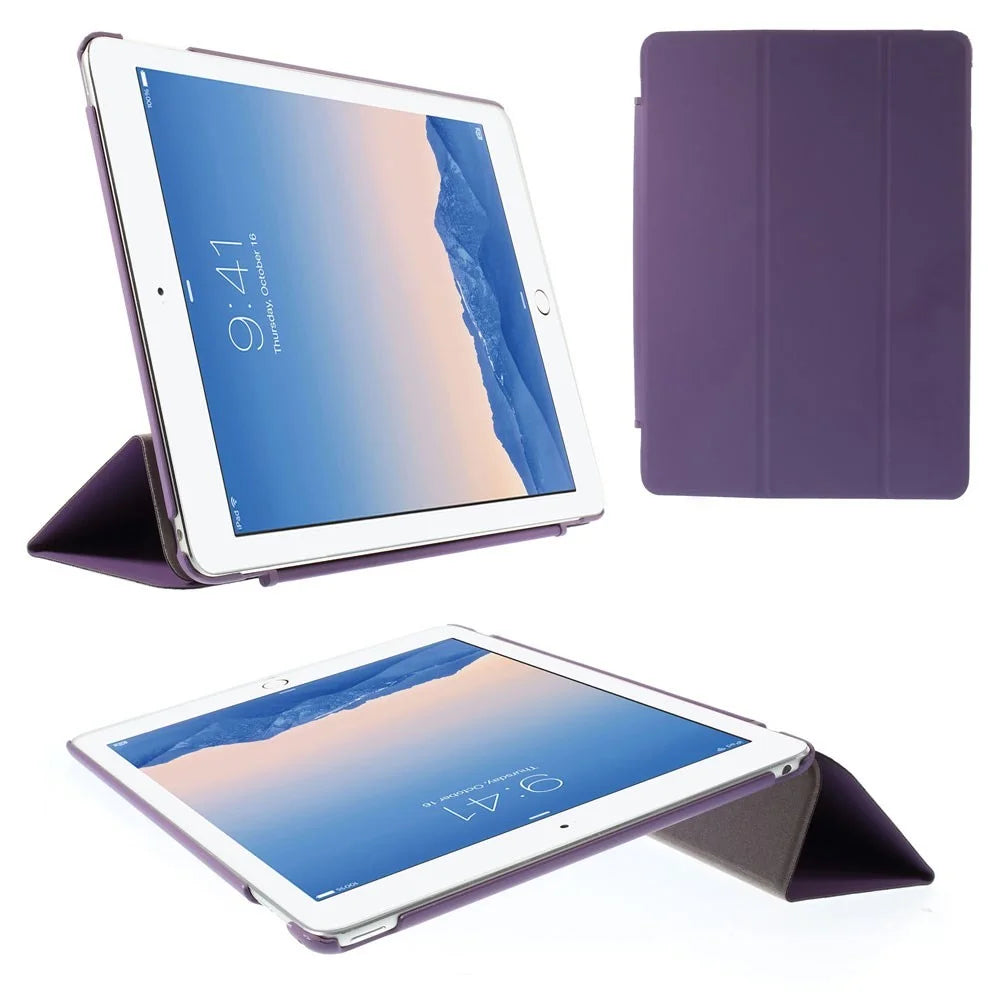 Tri-fold Stand Smart Leather Cover for iPad Air 2 - Purple - 1