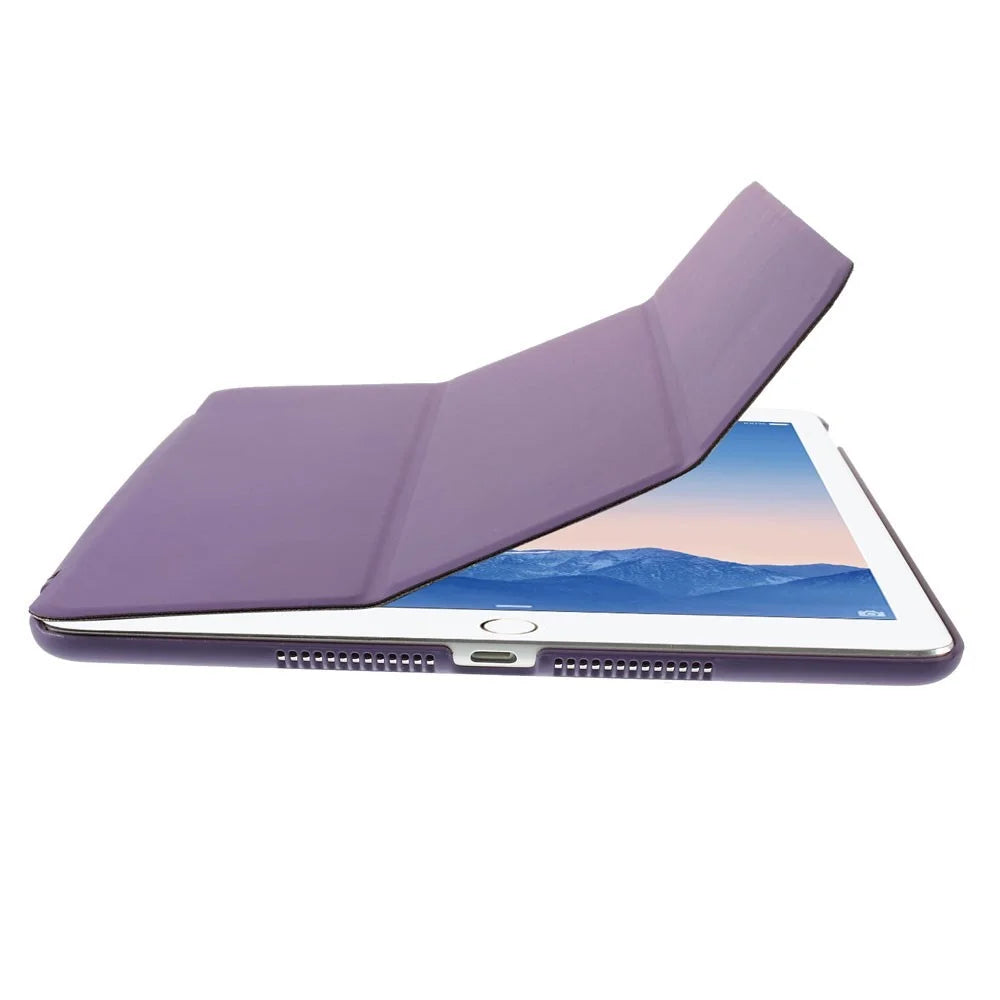 Tri-fold Stand Smart Leather Cover for iPad Air 2 - Purple - 5