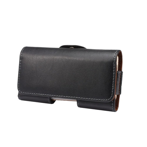 Genuine Leather Holster Pouch Cover for iPhone SE 5s 5 with Belt Clip - Black - 1