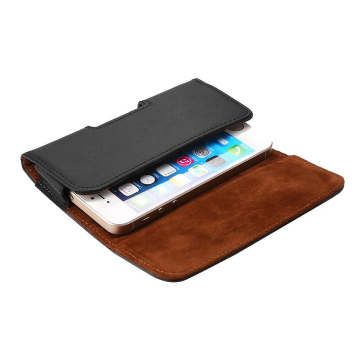 Genuine Leather Holster Pouch Cover for iPhone SE 5s 5 with Belt Clip - Black - 4