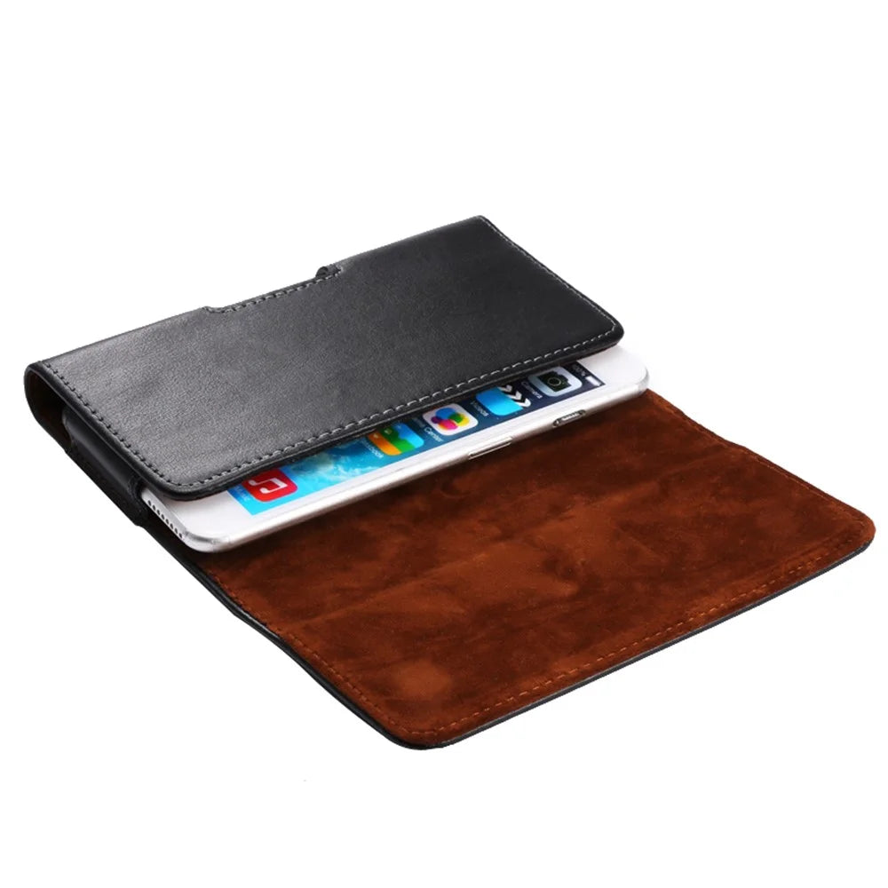 Genuine Leather Case Holster Pouch for iPhone SE (2020) / SE (2022) / 8 / 7 6s / 6 4.7 Inch with Belt Clip - Black - 5