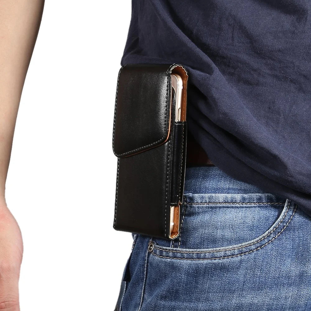 Universal Belt Clip Leather Holster Case for iPhone 11 Pro Max Samsung S10 Plus Huawei Nova 5i Etc - 6