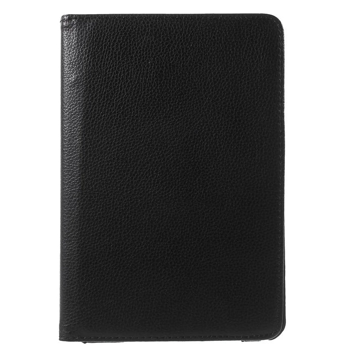 For iPad mini 4 Lychee 360-Rotation Leather Stand Case Cover - Black - 2