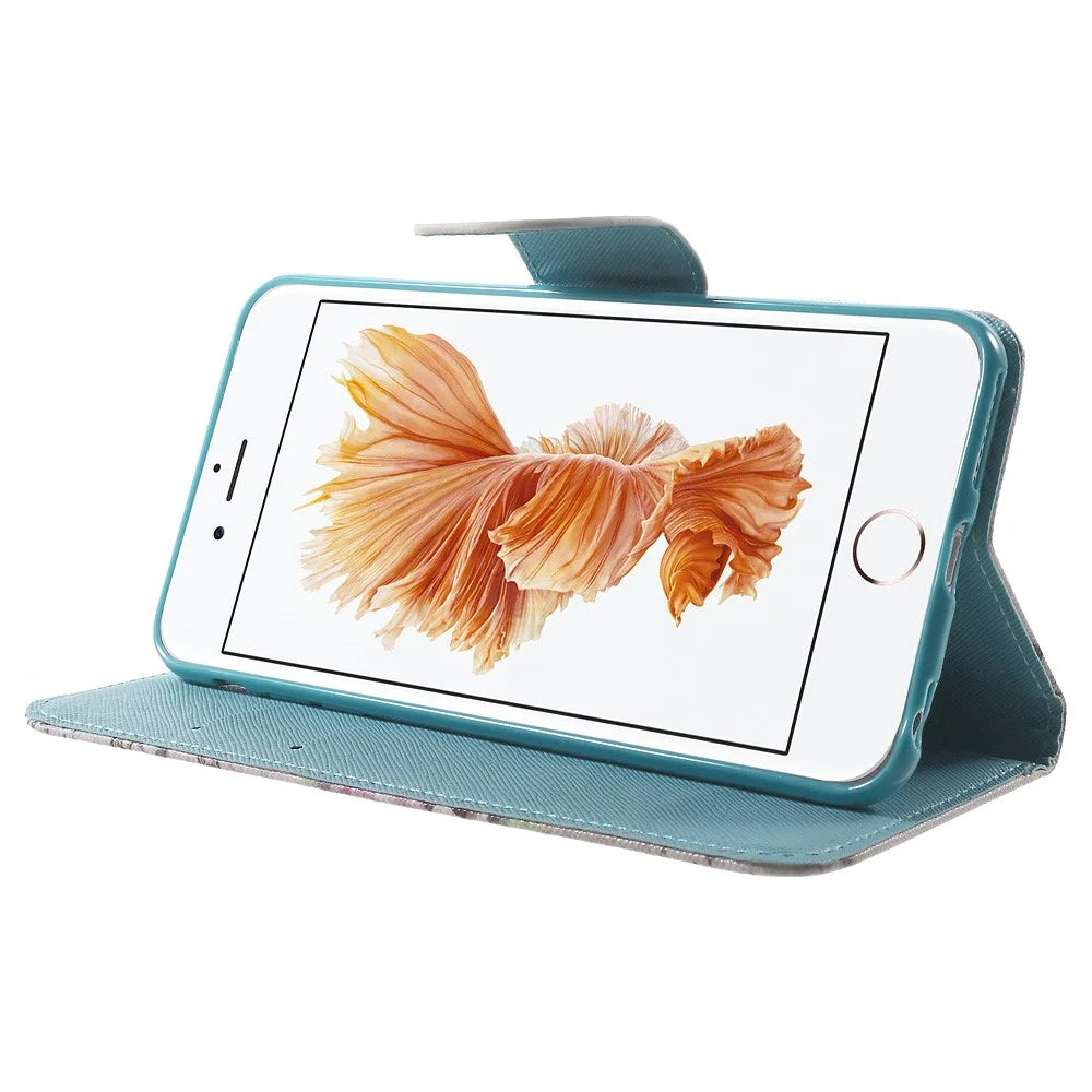 Patterned Wallet Leather Stand Case for iPhone 6s / 6 4.7 inch - Eiffel Tower and Flower - 3