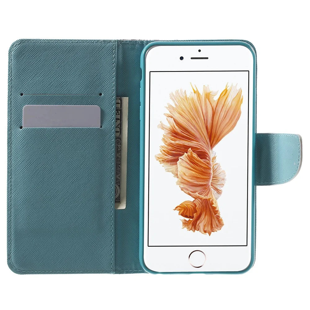 Patterned Wallet Leather Stand Case for iPhone 6s / 6 4.7 inch - Eiffel Tower and Flower - 5