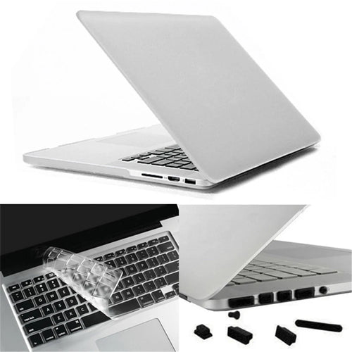 ENKAY HAT PRINCE Matte PC Full Body Case + Keyboard Film + Anti-dust Plugs for MacBook Pro 13.3" Retina A1425 - White - 1