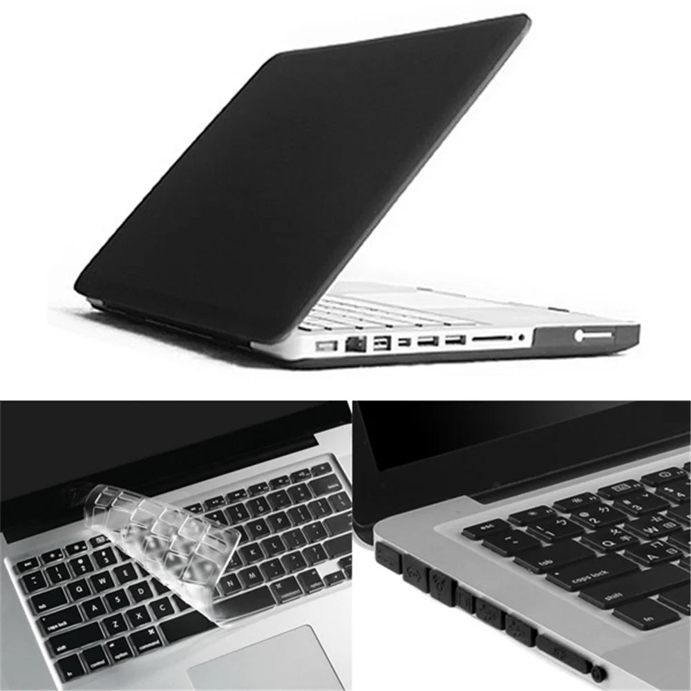 Black ENKAY HAT PRINCE Matte PC Full Body Case + Keyboard Film + Anti-dust Plugs for MacBook Pro 15.4" A1286 - 1