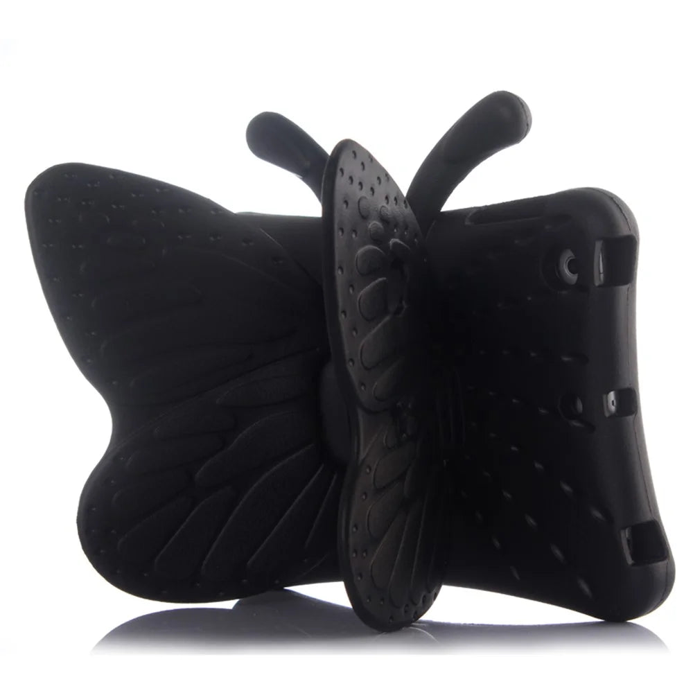 3D Butterfly Kids Shockproof EVA Case for iPad Mini 3/2/1 - Black - 3