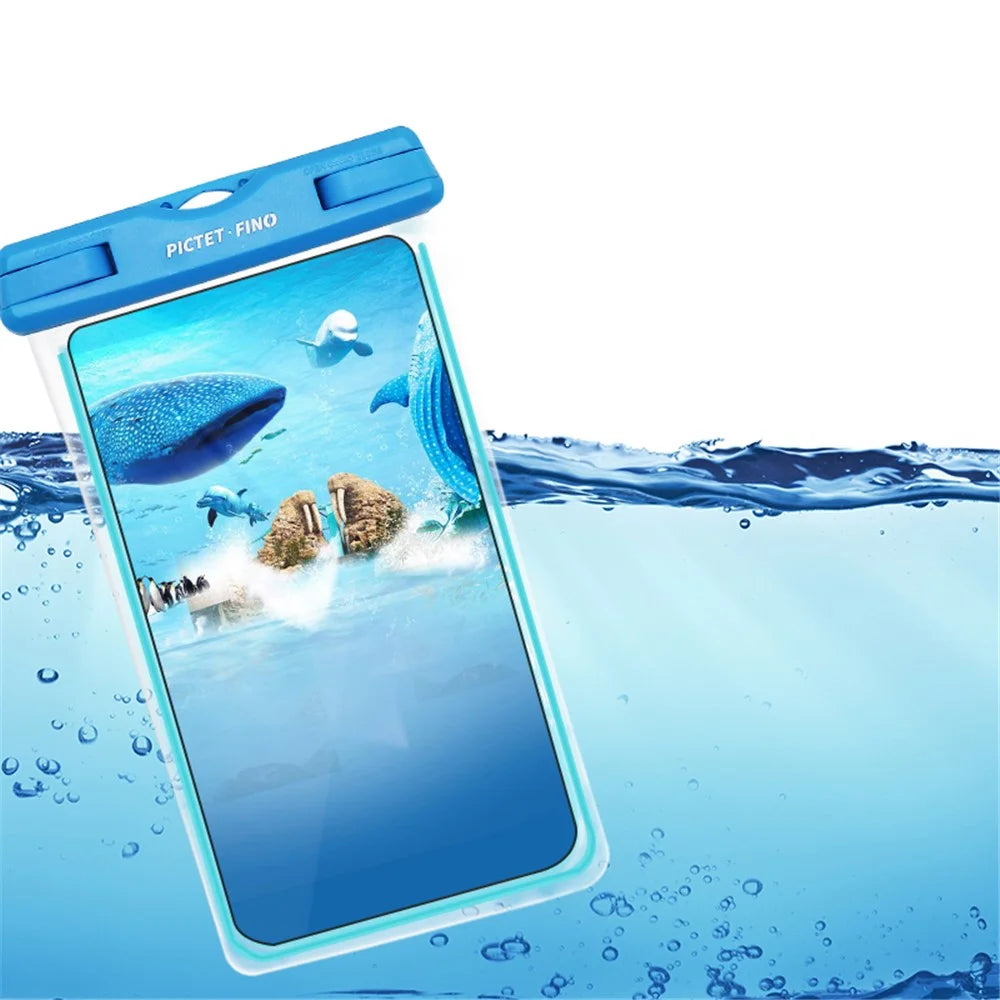 PICTET.FINO Noctilucent IPX8 Waterproof Case Bag for iPhone 6s Plus / 6 Plus with Strap - Blue - 4
