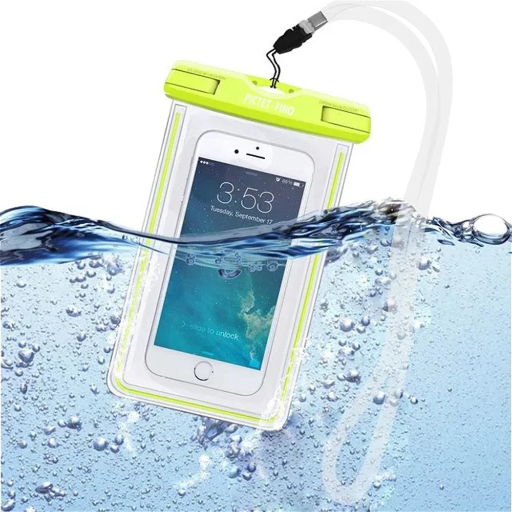 PICTET.FINO Noctilucent IPX8 Waterproof Case Bag for iPhone 6s Plus / 6 Plus with Strap - Blue - 6