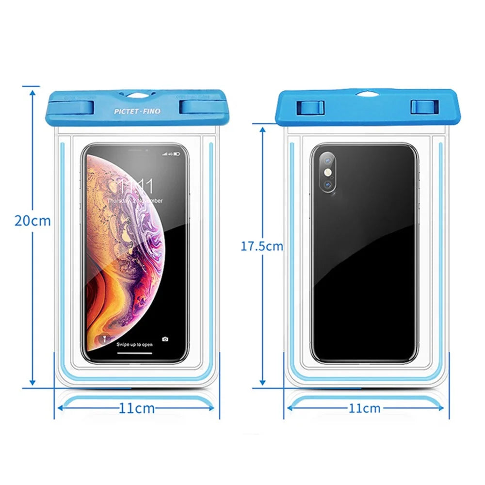 PICTET.FINO Noctilucent IPX8 Waterproof Case Bag for iPhone 6s Plus / 6 Plus with Strap - Blue - 7