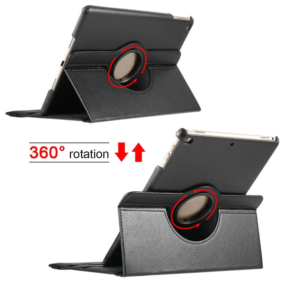 Litchi Grain 360 Swivel Smart Stand Leather Tablet Cover for iPad 9.7-inch (2018) / 9.7-inch (2017) - Black - 2