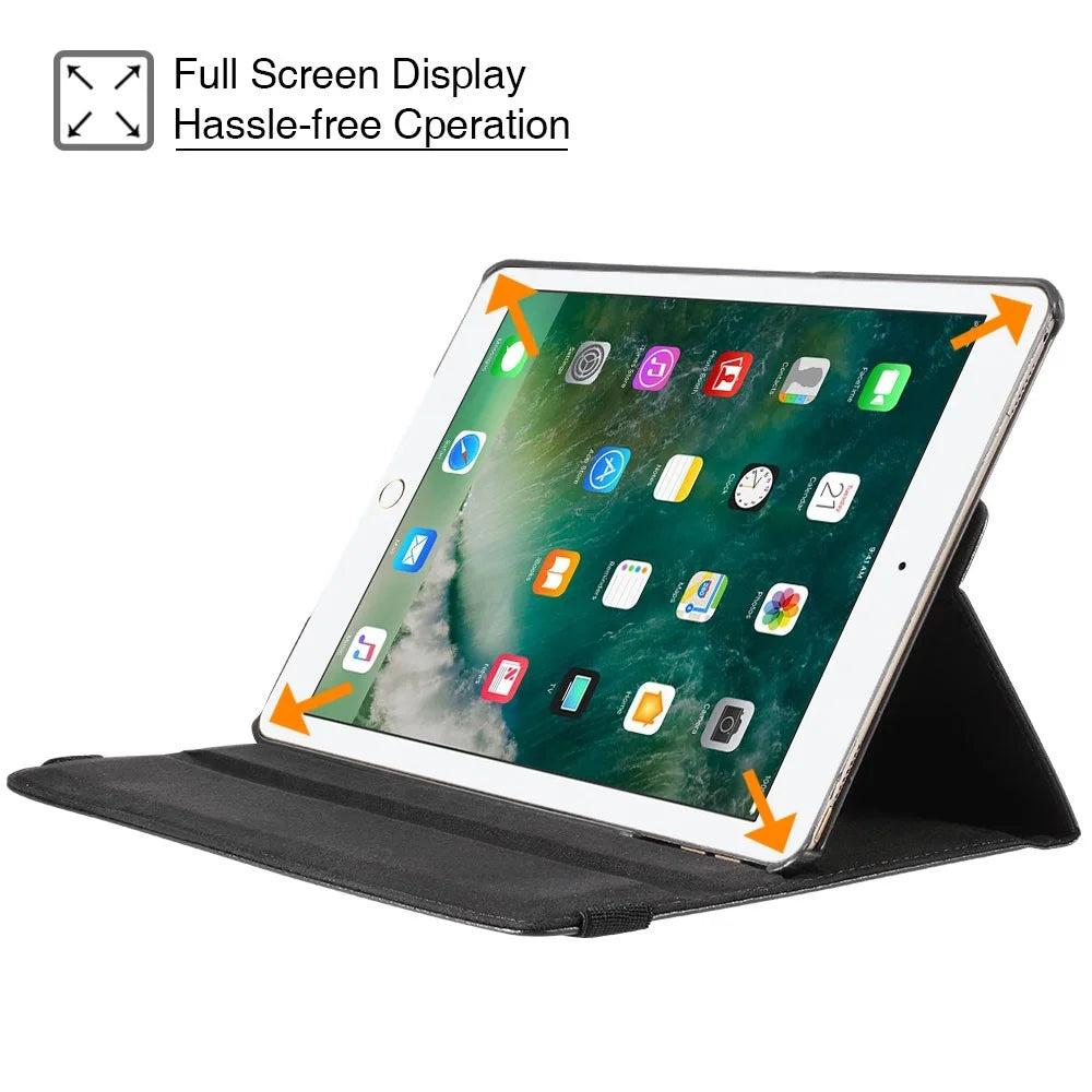 Litchi Grain 360 Swivel Smart Stand Leather Tablet Cover for iPad 9.7-inch (2018) / 9.7-inch (2017) - Black - 5