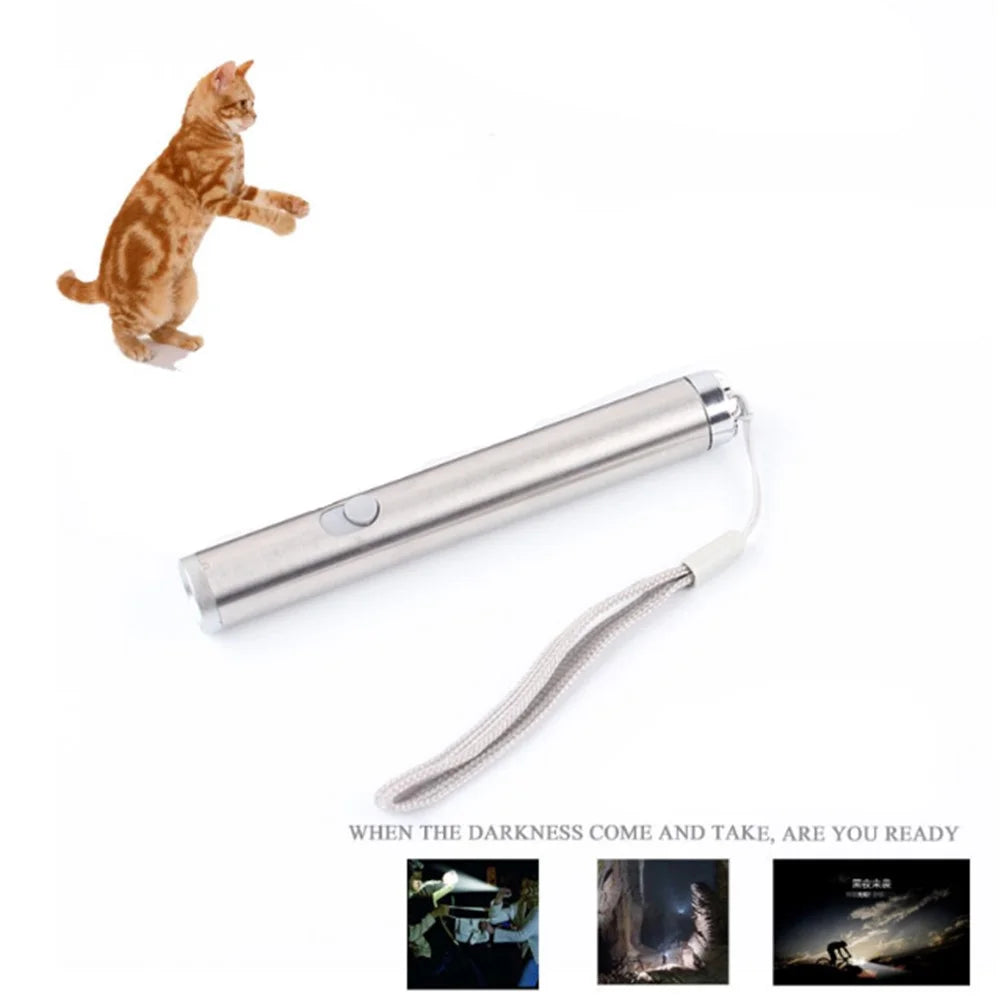 Laser Funny Cat Stick Toy 2 in 1 Red Laser Pen LED Flashlight Exercise Training Tool - 2