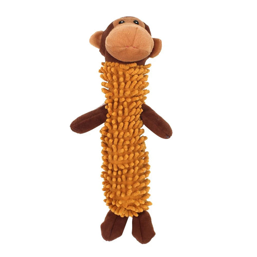 Pet Dog Cat Plush Monkey Sheep Crocodile Sound Bite Playing Toy Pet Gift - Brown Monkey - 1