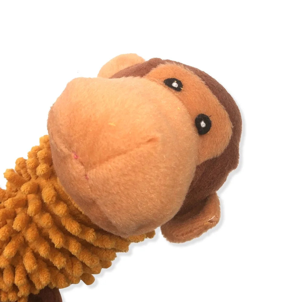 Pet Dog Cat Plush Monkey Sheep Crocodile Sound Bite Playing Toy Pet Gift - Brown Monkey - 2